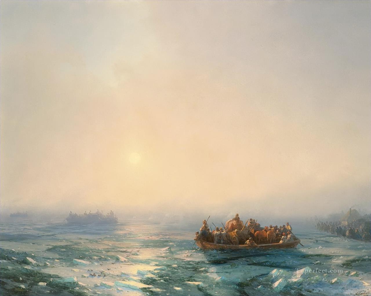 Hielo en el Dnepr 1872 Romántico Ivan Aivazovsky ruso Pintura al óleo